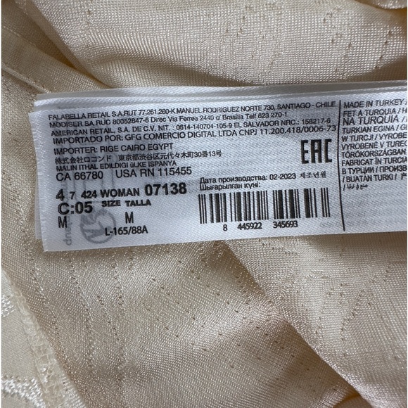 Mango Women's Knot Long Dress with Front Opening Flower Embroidery Beige Size 6 - Picture 8 of 8